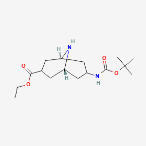 molecular formula C16H28N2O4 B14036013 ethyl (1S,5R)-7-[(2-methylpropan-2-yl)oxycarbonylamino]-9-azabicyclo[3.3.1]nonane-3-carboxylate 