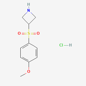 molecular formula C10H14ClNO3S B1403608 3-[(4-甲氧基苯基)磺酰基]氮杂环丁烷盐酸盐 CAS No. 1864016-65-8