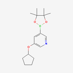 molecular formula C16H24BNO3 B1403629 3-(Cyclopentyloxy)-5-(tetramethyl-1,3,2-dioxaborolan-2-yl)pyridine CAS No. 2223028-80-4