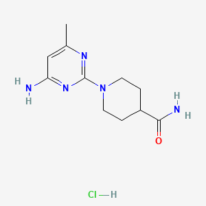 molecular formula C11H18ClN5O B1403648 1-(4-Amino-6-methylpyrimidin-2-yl)piperidine-4-carboxamide hydrochloride CAS No. 1426290-93-8
