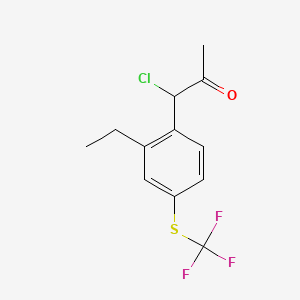 molecular formula C12H12ClF3OS B14036490 1-Chloro-1-(2-ethyl-4-(trifluoromethylthio)phenyl)propan-2-one 