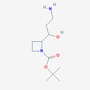 molecular formula C11H22N2O3 B14036602 tert-Butyl 2-(3-amino-1-hydroxypropyl)azetidine-1-carboxylate 