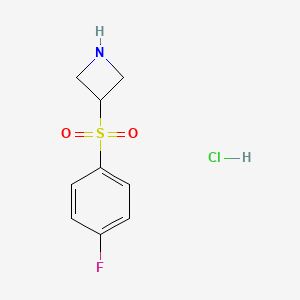 molecular formula C9H11ClFNO2S B1403661 3-[(4-氟苯基)磺酰基]氮杂环丁烷盐酸盐 CAS No. 1820706-39-5