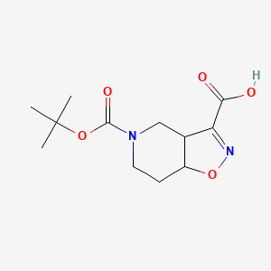molecular formula C12H18N2O5 B1403668 5-(tert-Butoxycarbonyl)-3a,4,5,6,7,7ahexahydro-isoxazolo[4,5-c]pyridine-3-carboxylic acid CAS No. 1251012-71-1