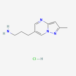 molecular formula C10H15ClN4 B1403677 3-(2-Methylpyrazolo[1,5-a]pyrimidin-6-yl)propan-1-amine hydrochloride CAS No. 1820619-50-8
