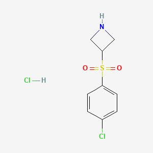 molecular formula C9H11Cl2NO2S B1403688 3-[(4-Chlorophenyl)sulfonyl]azetidine hydrochloride CAS No. 1820665-00-6