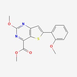 molecular formula C16H14N2O4S B1403689 2-甲氧基-6-(2-甲氧基苯基)噻吩并[3,2-d]嘧啶-4-羧酸甲酯 CAS No. 1407180-85-1