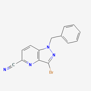 molecular formula C14H9BrN4 B14037088 1-benzyl-3-broMo-1H-pyrazolo[4,3-b]pyridine-5-carbonitrile 