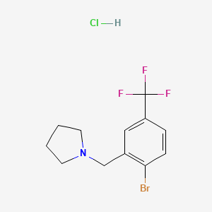 molecular formula C12H14BrClF3N B1403722 1-[[2-Bromo-5-(trifluoromethyl)phenyl]methyl]-pyrrolidine hydrochloride CAS No. 1394291-33-8