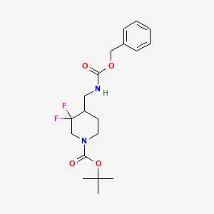 molecular formula C19H26F2N2O4 B1403727 tert-Butyl 4-((benzyloxycarbonylamino)methyl)-3,3-difluoropiperidine-1-carboxylate CAS No. 1373503-45-7