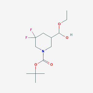 molecular formula C13H23F2NO4 B1403734 tert-Butyl 5-(ethoxy(hydroxy)methyl)-3,3-difluoropiperidine-1-carboxylate CAS No. 1379811-97-8