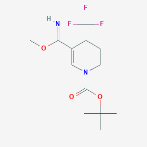molecular formula C13H19F3N2O3 B1403744 tert-Butyl 5-(imino(methoxy)methyl)-4-(trifluoromethyl)-3,4-dihydropyridine-1(2H)-carboxylate CAS No. 1373503-34-4