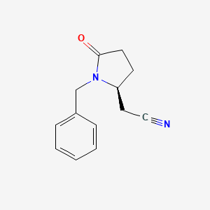 molecular formula C13H14N2O B1403759 (S)-1-Benzyl-5-oxo-pyrrolidin-2-yl acetonitrile CAS No. 1272755-41-5