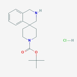 molecular formula C18H27ClN2O2 B1403770 tert-Butyl 2,3-dihydro-1H-spiro[isoquinoline-4,4'-piperidine]-1'-carboxylate hydrochloride CAS No. 1279861-05-0