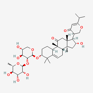 molecular formula C41H62O13 B14037707 (3R)-3-[(3R,8S,9R,10R,13R,14S,16R,17R)-3-[(2S,3R,4S,5R)-4,5-dihydroxy-3-[(2S,3R,4R,5R,6S)-3,4,5-trihydroxy-6-methyloxan-2-yl]oxyoxan-2-yl]oxy-16-hydroxy-4,4,9,13,14-pentamethyl-11-oxo-1,2,3,7,8,10,12,15,16,17-decahydrocyclopenta[a]phenanthren-17-yl]-6-propan-2-yl-2,3-dihydropyran-4-one 