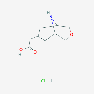 molecular formula C9H16ClNO3 B1403797 3-Oxa-9-aza-bicyclo[3.3.1]nonane-7-acetic acid hydrochloride CAS No. 1389264-26-9