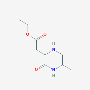 molecular formula C9H16N2O3 B1403820 ethyl 2-(5-methyl-3-oxopiperazin-2-yl)acetate CAS No. 5194-01-4