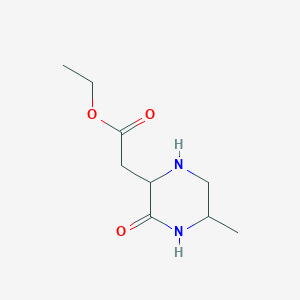 molecular formula C9H16N2O3 B1403820 乙酸(5-甲基-3-氧代哌嗪-2-基)乙酯 CAS No. 5194-01-4