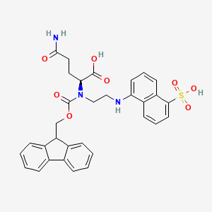 molecular formula C32H31N3O8S B14038411 N2-[(9H-Fluoren-9-ylmethoxy)carbonyl]-N-{2-[(5-sulfo-1-naphthyl)amino]ethyl}-L-glutamine 