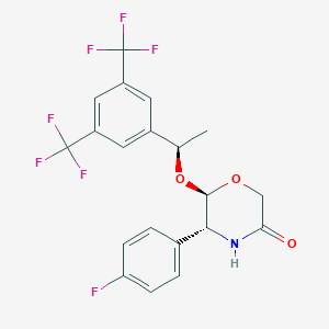 molecular formula C20H16F7NO3 B140388 (5R,6R)-6-[(1R)-1-[3,5-Bis(trifluoromethyl)phenyl]ethoxy]-5-(4-fluorophenyl)-3-morpholinone CAS No. 419574-33-7