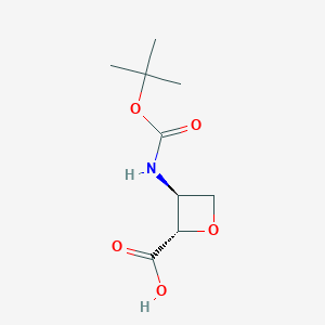 molecular formula C9H15NO5 B14038913 trans-3-((Tert-butoxycarbonyl)amino)oxetane-2-carboxylic acid 