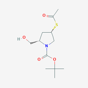 molecular formula C12H21NO4S B140393 1-Pyrrolidinecarboxylic acid, 4-(acetylthio)-2-(hydroxymethyl)-, 1,1-dimethylethyl ester, (2S,4S)- CAS No. 148017-42-9