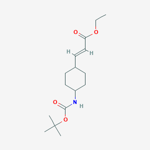 molecular formula C16H27NO4 B1403942 (E)-Ethyl 3-((1r,4r)-4-(tert-butoxycarbonylamino)-cyclohexyl)acrylate CAS No. 1359965-84-6