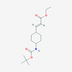 molecular formula C16H27NO4 B1403942 ethyl (2E)-3-{trans-4-[(tert-butoxycarbonyl)amino]cyclohexyl}acrylate CAS No. 1359965-84-6