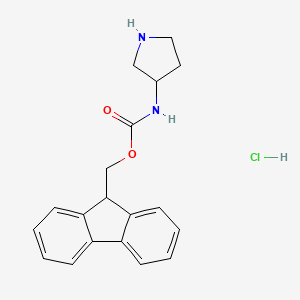 molecular formula C19H21ClN2O2 B1403963 (9H-Fluoren-9-yl)methyl pyrrolidin-3-ylcarbamate hydrochloride CAS No. 400653-43-2