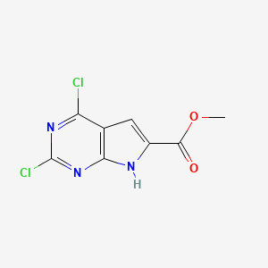 molecular formula C8H5Cl2N3O2 B1403968 methyl 2,4-dichloro-7H-pyrrolo[2,3-d]pyrimidine-6-carboxylate CAS No. 1260666-52-1