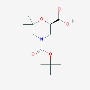 molecular formula C12H21NO5 B1403983 (R)-4-(Tert-butoxycarbonyl)-6,6-dimethylmorpholine-2-carboxylic acid CAS No. 1416445-02-7
