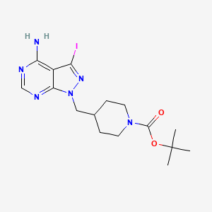 molecular formula C16H23IN6O2 B14039942 Tert-butyl 4-((4-amino-3-iodo-1H-pyrazolo[3,4-D]pyrimidin-1-YL)methyl)piperidine-1-carboxylate 