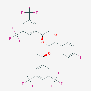 molecular formula C28H19F13O3 B140400 2,2-Bis[(1R)-1-[3,5-bis(trifluoromethyl)phenyl]ethoxy]-1-(4-fluorophenyl)ethanone CAS No. 419574-40-6