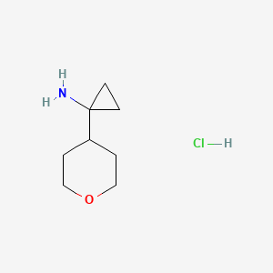 molecular formula C8H16ClNO B1404011 1-(oxan-4-yl)cyclopropan-1-amine hydrochloride CAS No. 1417568-40-1