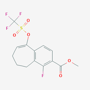 molecular formula C14H12F4O5S B14040255 Methyl 4-fluoro-9-(((trifluoromethyl)sulfonyl)oxy)-6,7-dihydro-5H-benzo[7]annulene-3-carboxylate 