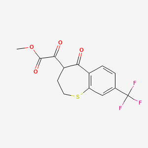 molecular formula C14H11F3O4S B14040295 Methyl 2-oxo-2-(5-oxo-8-(trifluoromethyl)-2,3,4,5-tetrahydrobenzo[b]thiepin-4-yl)acetate 