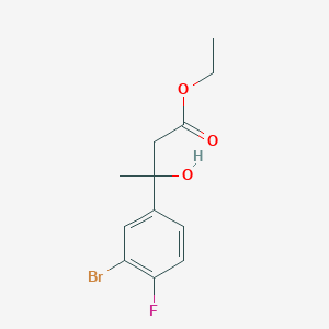 molecular formula C12H14BrFO3 B14040325 Ethyl 3-(3-bromo-4-fluorophenyl)-3-hydroxybutanoate 