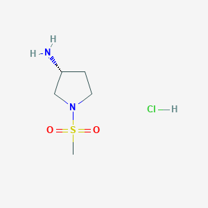 molecular formula C5H13ClN2O2S B1404037 (R)-1-(Methylsulfonyl)pyrrolidin-3-amine hydrochloride CAS No. 651056-85-8