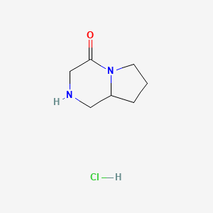 molecular formula C7H13ClN2O B1404041 Hexahydropyrrolo[1,2-a]pyrazin-4(1H)-one hydrochloride CAS No. 1628557-06-1