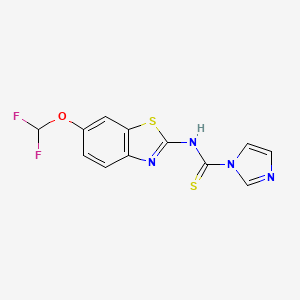 molecular formula C12H8F2N4OS2 B14040530 N-(6-(difluoromethoxy)benzo[d]thiazol-2-yl)-1H-imidazole-1-carbothioamide 