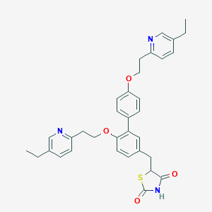 molecular formula C34H35N3O4S B140407 5-({4',6-Bis[2-(5-ethylpyridin-2-yl)ethoxy][1,1'-biphenyl]-3-yl}methyl)-1,3-thiazolidine-2,4-dione CAS No. 952187-99-4