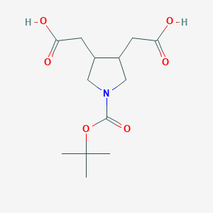 molecular formula C13H21NO6 B1404076 2,2'-(1-(Tert-butoxycarbonyl)pyrrolidine-3,4-diyl)diacetic acid CAS No. 1241675-48-8
