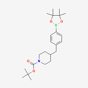 molecular formula C23H36BNO4 B1404084 叔丁基 4-(4-(4,4,5,5-四甲基-1,3,2-二氧杂硼环-2-基)苯甲基)哌啶-1-羧酸酯 CAS No. 1224449-34-6