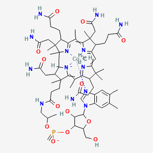 molecular formula C64H93CoN13O13P B14040858 carbanide;cobalt(3+);3-[2,7,18-tris(2-amino-2-oxoethyl)-3,13-bis(3-amino-3-oxopropyl)-17-[3-[2-[[5-(5,6-dimethylbenzimidazol-1-yl)-4-hydroxy-2-(hydroxymethyl)oxolan-3-yl]oxy-methylidene-oxido-λ5-phosphanyl]oxypropylamino]-3-oxopropyl]-1,2,5,7,12,12,15,17-octamethyl-8,13,18,19-tetrahydro-3H-corrin-24-id-8-yl]propanamide 