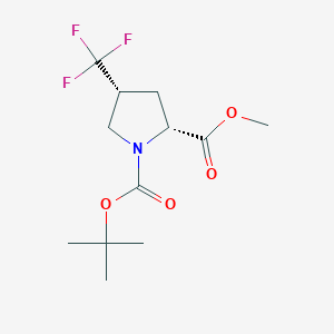 molecular formula C12H18F3NO4 B1404087 1-tert-butyl 2-methyl (2R,4R)-4-(trifluoromethyl)pyrrolidine-1,2-dicarboxylate CAS No. 647857-63-4