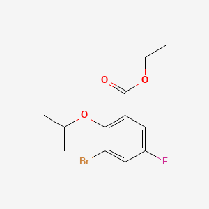 molecular formula C12H14BrFO3 B14040950 Ethyl 3-bromo-5-fluoro-2-isopropoxybenzoate 