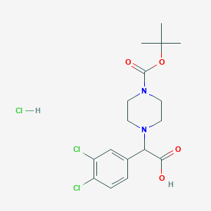 molecular formula C17H23Cl3N2O4 B14040996 4-[Carboxy-(3,4-dichlorophenyl)methyl]piperazine-1-carboxylic acid tert-butyl ester hydrochloride 