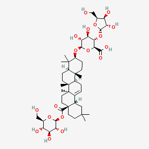 molecular formula C47H74O18 B14041116 (2S,3S,4R,5R,6R)-6-[[(3S,4aR,6aR,6bS,8aS,12aS,14aR,14bR)-4,4,6a,6b,11,11,14b-heptamethyl-8a-[(2S,3R,4S,5S,6R)-3,4,5-trihydroxy-6-(hydroxymethyl)oxan-2-yl]oxycarbonyl-1,2,3,4a,5,6,7,8,9,10,12,12a,14,14a-tetradecahydropicen-3-yl]oxy]-3-[(2S,3S,4S,5S)-3,4-dihydroxy-5-(hydroxymethyl)oxolan-2-yl]oxy-4,5-dihydroxyoxane-2-carboxylic acid 