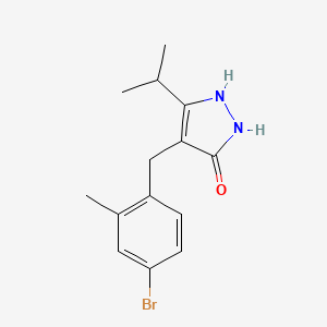 molecular formula C14H17BrN2O B1404118 4-[(4-bromo-2-methyl-phenyl)methyl]-5-isopropyl-1H-pyrazol-3-ol CAS No. 661480-89-3