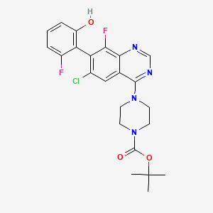 molecular formula C23H23ClF2N4O3 B14041260 Tert-butyl 4-(6-chloro-8-fluoro-7-(2-fluoro-6-hydroxyphenyl)quinazolin-4-yl)piperazine-1-carboxylate 